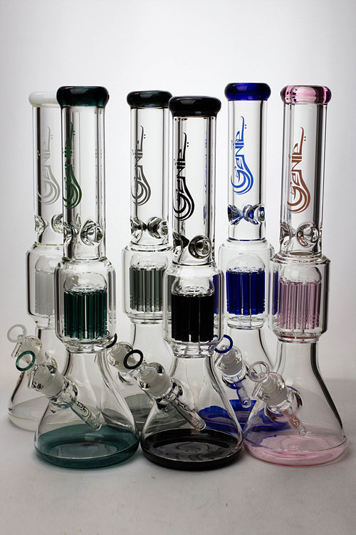 17.5" Genie 10-arm 9 mm colored bottom glass bong ( GE4180 )