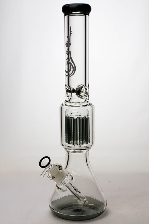 17.5" Genie 10-arm 9 mm colored bottom glass bong ( GE4180 )