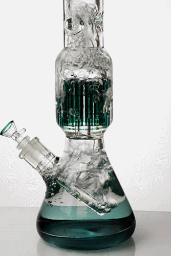 17.5" Genie 10-arm 9 mm colored bottom glass bong ( GE4180 )