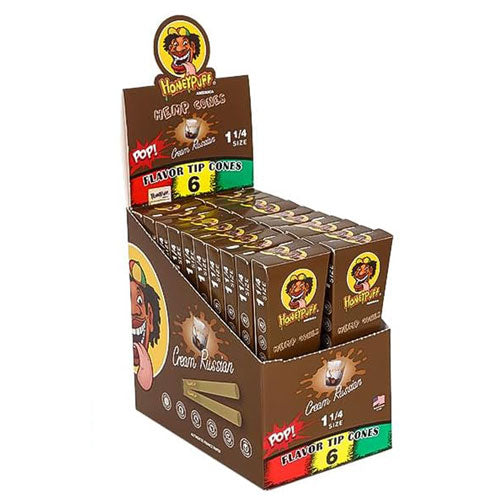 Honeypuff | 1 1/4 Size Fruit flavor tip 6pk Hemp cones Box of 20