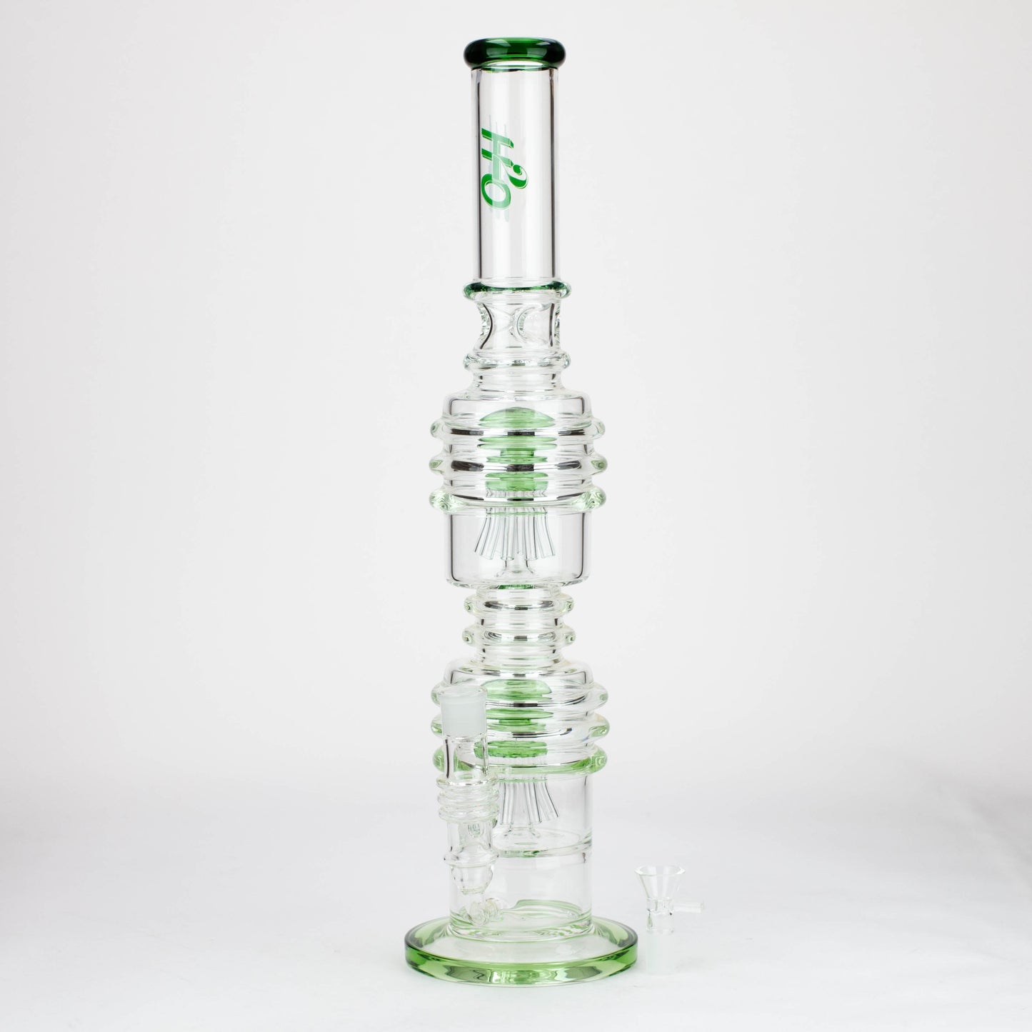 H2O | 21" Dual percolator glass water bong [H2O-5019]