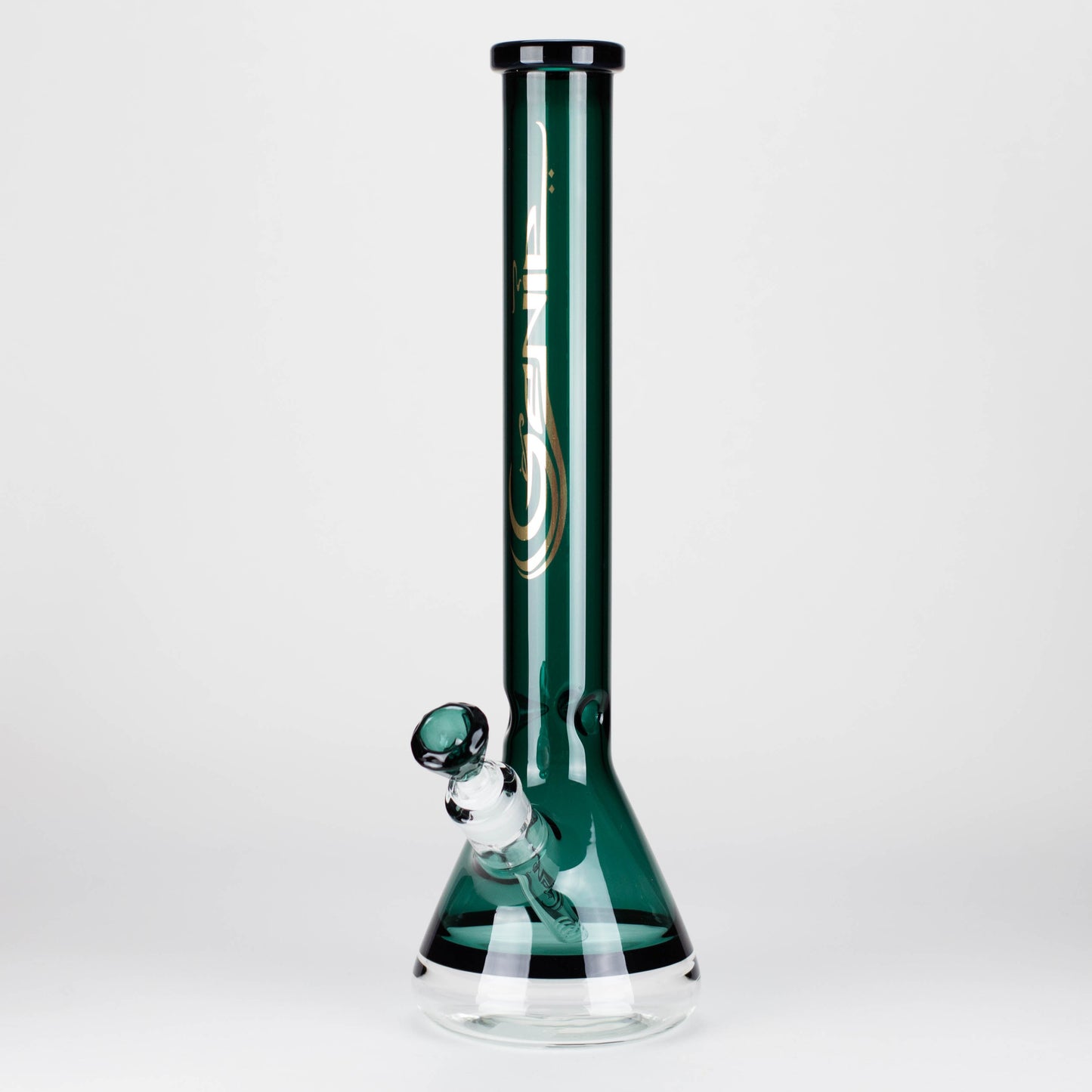 Genie | 18" 7 mm color-tube and clear-bottom beaker water bong [GE3110]