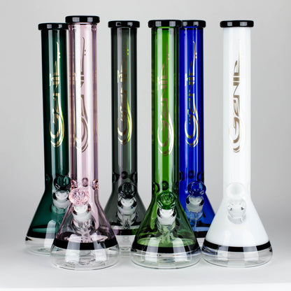 Genie | 18" 7 mm color-tube and clear-bottom beaker water bong [GE3110]