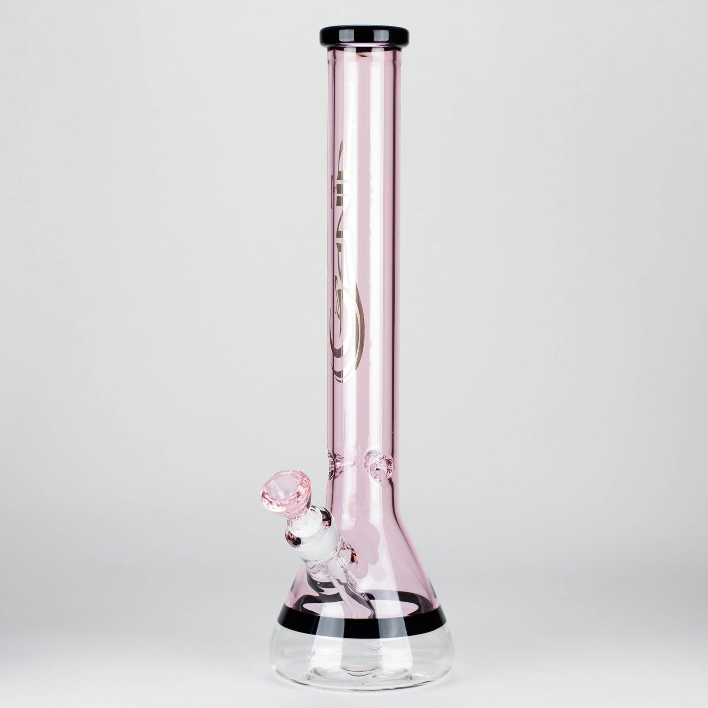 Genie | 18" 7 mm color-tube and clear-bottom beaker water bong [GE3110]