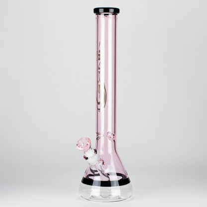 Genie | 18" 7 mm color-tube and clear-bottom beaker water bong [GE3110]
