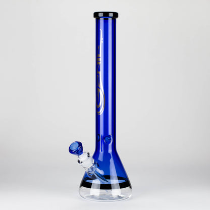 Genie | 18" 7 mm color-tube and clear-bottom beaker water bong [GE3110]