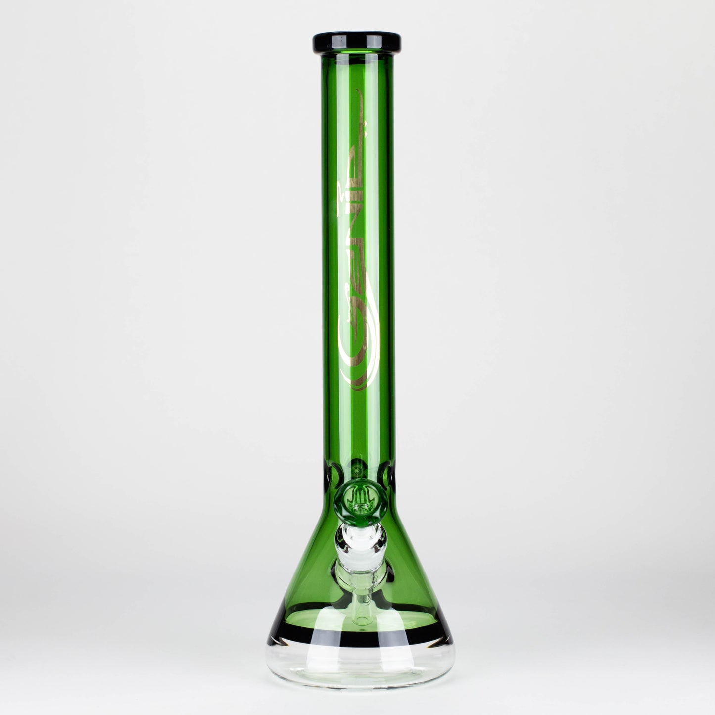 Genie | 18" 7 mm color-tube and clear-bottom beaker water bong [GE3110]