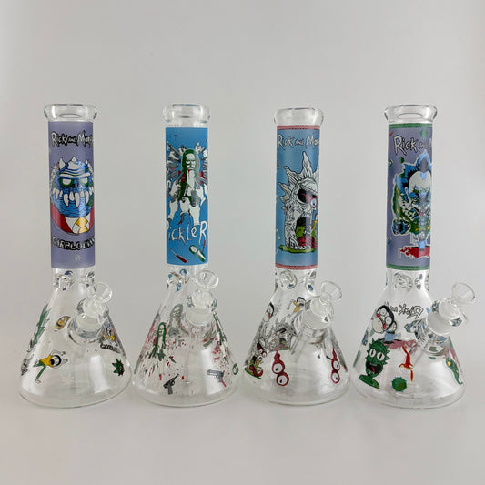 14" Glow in the Dark Cartoon Beaker Bong – 7mm Thick Borosilicate Glass
