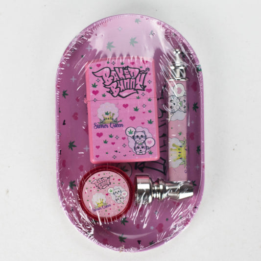 Metal Pipe & Lighter Gift Set – Includes Zippo-Style Lighter, Grinder & Tray