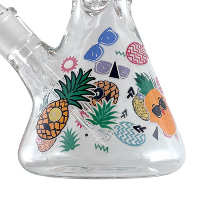 14" Glass Beaker Bong – 7mm Thick with Sticker Art Designs