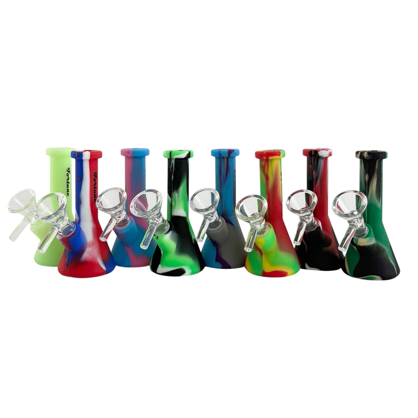 3" Silicone Water-Pipe with Built-In Stem & 14mm Glass Bowl