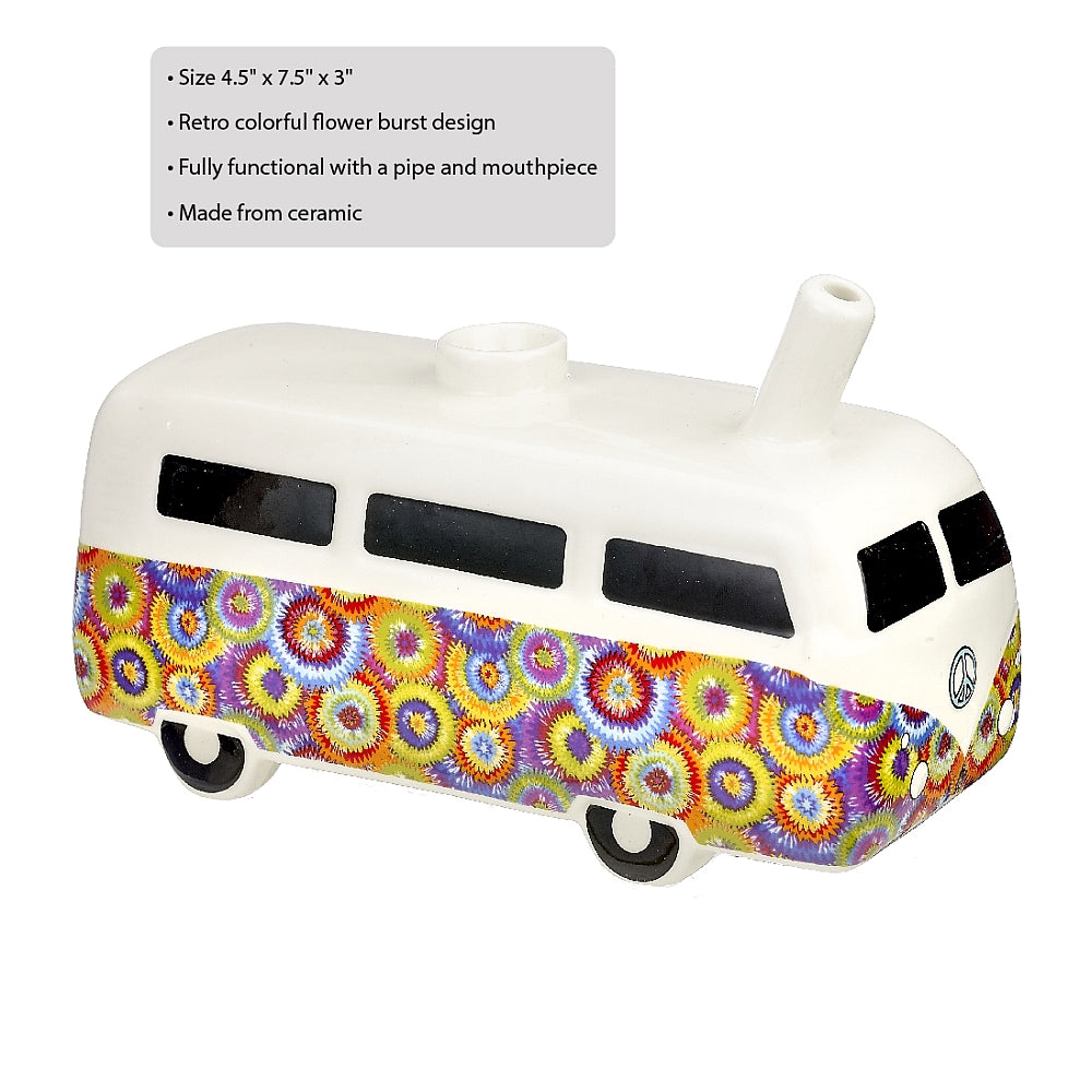 RETRO VINTAGE BUS PIPE - COLORFUL FLOWER BURST DESIGN_3