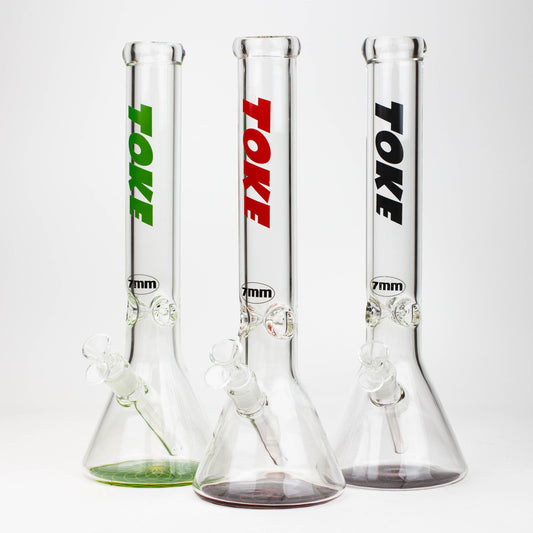 16" TOKE 7 mm glass water beaker bong