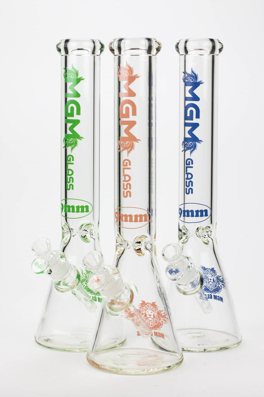 16" glass / 9 mm / beaker glass water bong-Clear