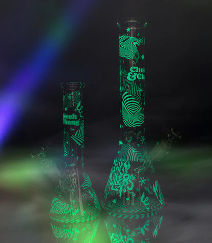 Cheech & Chong® Glass | 10" Optical Illusion Glow-in-the-Dark Water Pipe [CC172]