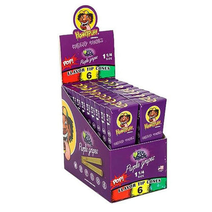 Honeypuff | 1 1/4 Size Fruit flavor tip 6pk Hemp cones Box of 20