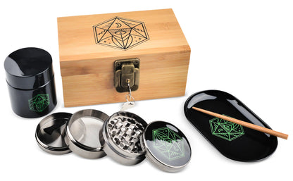 Vintage Stash Box Bundle - Ancient Symbol Design - Grinder - Rolling Tray - Airtight & UV Protecting Glass Jar - Accessory Gift Kit - Secure Storage Box - Lock & Key - Leaf-Way Brand Accessories_7